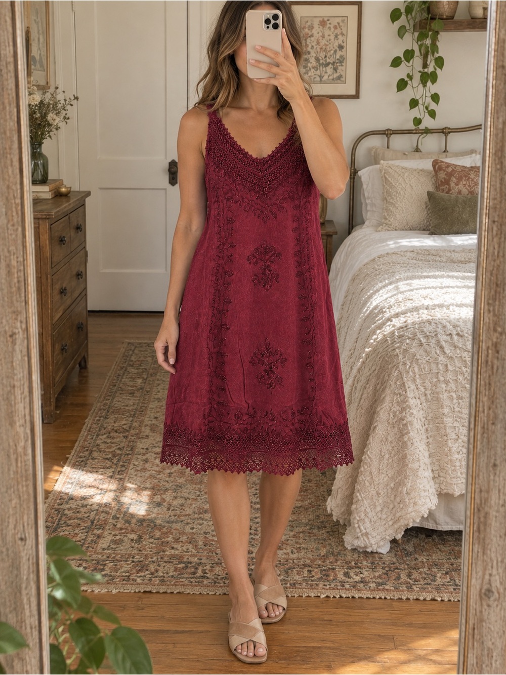 Women's Lace-Trim  in Wine